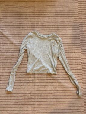 Garage stretchrib grey long sleeve crop tee